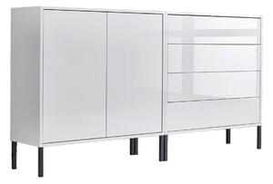 ŠIROKÁ KOMODA, bílá, vysoce lesklá bílá, 158/86/33 cm MID.YOU - Komody na nožičkách, Online Only