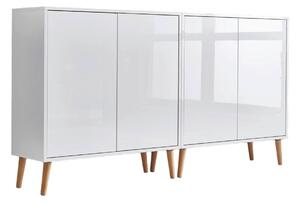 ŠIROKÁ KOMODA, bílá, vysoce lesklá bílá, 158/86/33 cm MID.YOU - Komody na nožičkách, Online Only