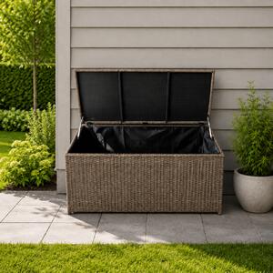 Ratanový zahradní úložný box BestBerg BBRF-B1BN / 350 l / 115 × 55 × 57 cm / hnědá