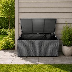 Ratanový zahradní úložný box BestBerg BBRF-B1B / 350 l / 115 × 55 × 57 cm / černá