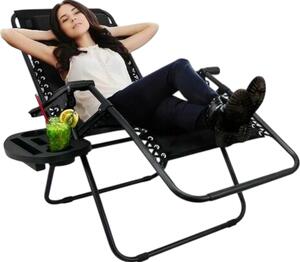 Zahradní plážové relaxační křeslo Regina, černá
