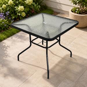 Zahradní stůl se skleněnou deskou BestBerg BBGF-GT4 / 80 × 80 × 70 cm / černá/transparentní
