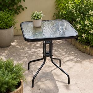 Zahradní stůl se skleněnou deskou BestBerg BBGF-GT2 / 60 × 60 × 70 cm / černá/transparentní