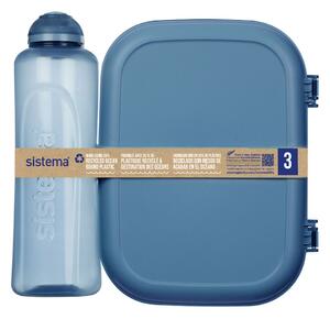 Sistema Krabička na svačinu Ribbon a Láhev na pití Swift Squeeze 480 ml Ocean Bound – dárková sada Barva: modrá