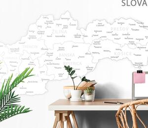 Samolepiaca tapeta mapa Slovenska v čiernobielom