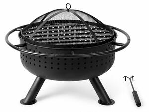 Zahradní ohniště s roštem a pohrabáčem BestBerg BBFP-F10 / Ø 51 cm / ocel / černá