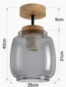 BRILAGI - LED Přisazený lustr R GLASS 1xE27/60W/230V pr. 26 cm dub/kouřová šedá