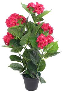 Umělá rostlina hortenzie s květináčem 60 cm červená