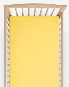 Goldea bavlněné prostěradlo do dětské postýlky - žluté 60 x 120 cm