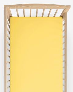 Goldea bavlněné prostěradlo do dětské postýlky - žluté 70 x 140 cm