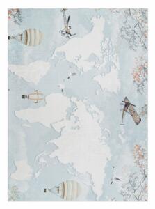 Koberec protiskluzový BAMBINO 1163 Mapa světa, svět pro děti - modrý