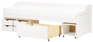 Denní postel s úložným prostorem Borovicové dřevo ROYVILLE 90 x 200 cm Bílá