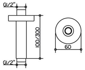 Rameno sprchové stropní Keuco KULATÉ 300MM CHROM 51689010300
