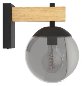 Eglo 900671 -Venkovní nástěnné svítidlo BUFALATA 1xE27/40W/230V černá/dřevo IP44