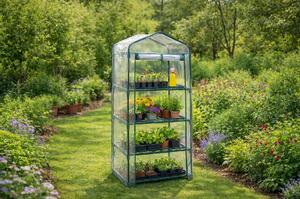Mini fóliový skleník s policemi BestBerg BBGH-158 / 68 x 49 x 158 cm / černá/transparentní