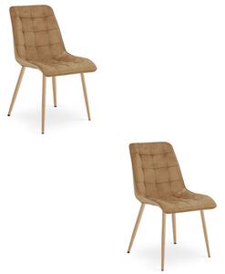 Set dvou jídelních židlí SPLIT sametové hnědé / hnědé nohy (2 ks)