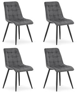 Set čtyř jídelních židlí SPLIT sametové tmavě šedé / černé nohy (4 ks)