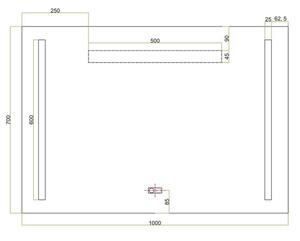 EBS Urban Zrcadlo 100 x 70 cm s LED osvětlením a dotykovým senzorem URBANZ10070LEDS