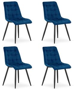 Set čtyř jídelních židlí SPLIT sametové tmavě modré / černé nohy (4 ks)