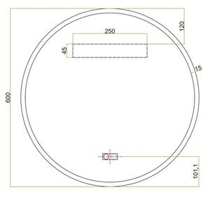 EBS Emilia Kulaté zrcadlo 60 cm s LED osvětlením a senzorem, pískovaný okraj
