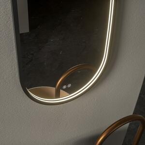 EBS Emilia Oválné zrcadlo 50 x 80 cm s LED osvětlením a senzorem, černá rám EMILIAZ5080PLEDB
