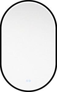 EBS Emilia Oválné zrcadlo 50 x 80 cm s LED osvětlením a senzorem, černá rám