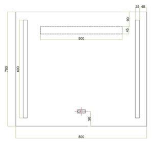 EBS Urban Zrcadlo 80 x 70 cm s LED osvětlením a dotykovým senzorem