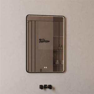 EBS Emilia Zrcadlo 60 x 80 cm s LED osvětlením a senzorem, černá rám EMILIAZ6080HLEDB
