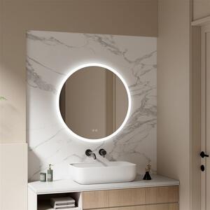 EBS Emilia Kulaté zrcadlo 60 cm s LED osvětlením a senzorem, pískovaný okraj