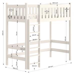 Postel vyvýšená postel dřevěná Swen ZP 008 - Bílý, 90x200