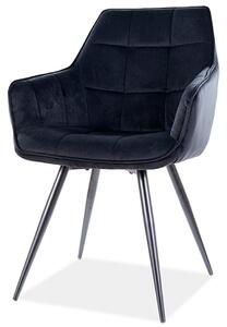 Židle Lilia Velvet černý Bluvel 19, kov černá matná