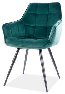 Židle Lilia Velvet zelený Bluvel 78, kov černá matná