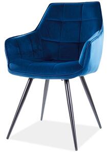 Židle Lilia Velvet tmavě modrá Bluvel 86, kov černá matná