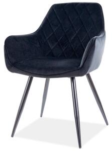 Židle Linea Velvet černý Bluvel 19, kov černá matná