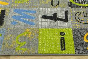 Dětský koberec Blackboard šedý / vícebarevný