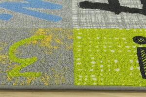 Dětský koberec Blackboard šedý / vícebarevný