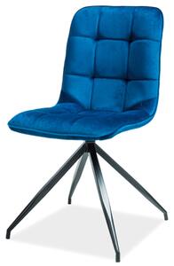 Židle Texo Velvet tmavě modrá Bluvel 86, matná černá kov Signal