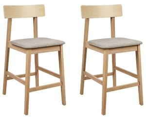 Sada 2 barových židlí ISANTI Dřevo Světle hnědá/Taupe