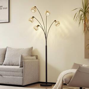 Lindby Stojací lampa Lielle, přírodní bambus, 5 světel, 190 cm, Světlé dřevo, Obývací pokoj / jídelna, Bambus, Venkovský / rustikální