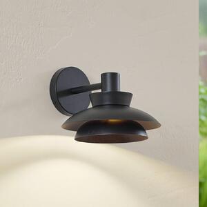 Lucande venkovní nástěnné svítidlo Thais, černé, kov, Ø 25 cm, stmívatelný, Černá, kov, Moderní