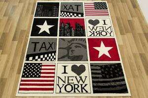 Dětský koberec Kids 531944/51935 USA New York červený