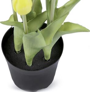 Umělé tulipány v květináči - 7 (25 cm) žlutá
