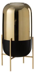 Skleněná černo-zlatá dekorační váza na podstavci - Ø 18*37cm