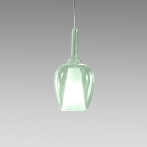 Designové závěsné svítidlo Gea Luce Ofelia S/10 Barva skla: Transparentní zelené sklo, Barva montury: Bílá