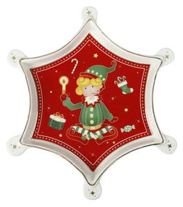 Vánoční porcelánová tác/mísa 20cm ELFOMAGIA BRANDANI (barva - porcelán, bílá/červená/zelená)