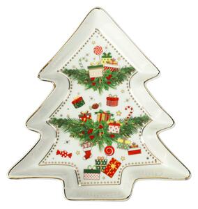 Vánoční porcelánová tác/mísa 19cm ELFOMAGIA BRANDANI (barva - porcelán, bílá/červená/zelená)