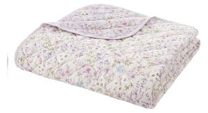 Bavlněný prošívaný přehoz v levandulové a béžové barvě 220x230 cm Ditsy Floral – Bianca