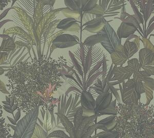A.S. Création | Vliesová tapeta na zeď Drawn into Nature 39433-1 | 0,53 x 10,05 m | zelená, fialová