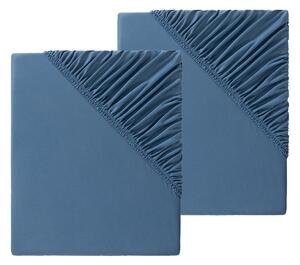 LIVARNO home Sada žerzejových napínacích prostěradel, 90-100 x 200 cm, 2dílná, modrá (800005881)