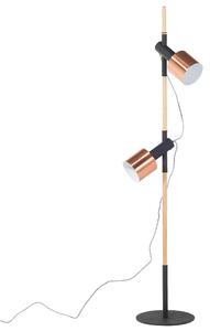 Stojací lampa OWENS Nastavitelná Dubové dřevo Černá